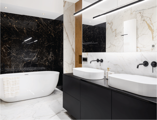 Luxury bathroom tile installation NYC Queens - marble tiles